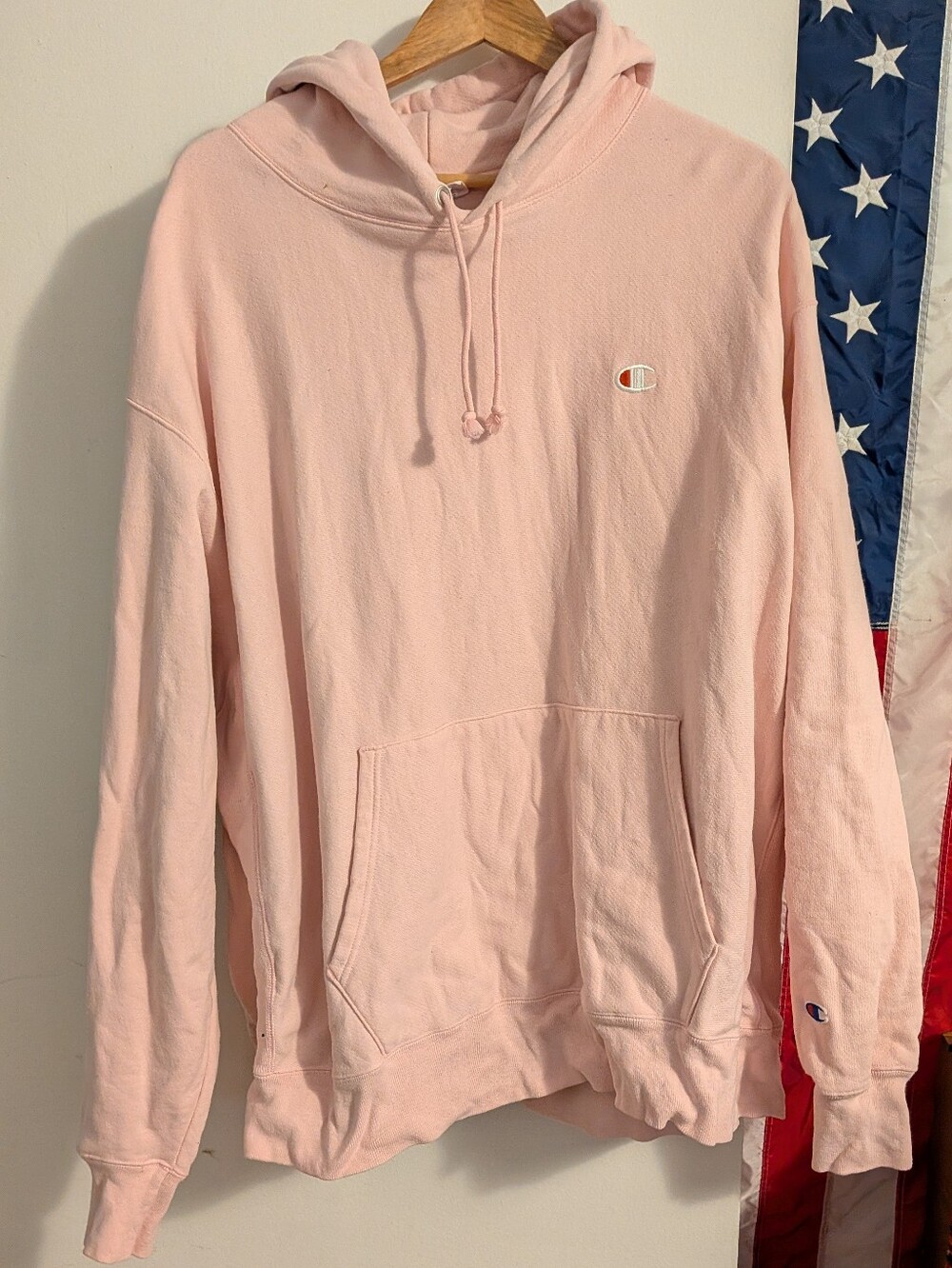 Champion Men's Hooded Sweatshirt - Light Pink
